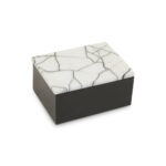LIMA Large Marble Trinket Box with black base and white marble lid featuring subtle crackled effect, crafted from marble and iron for stylish modern storage.