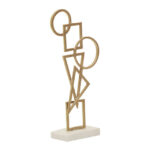 CARRO Shapes Sculpture – gold abstract metal design with white marble base, modern decorative accent.