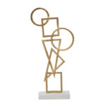 CARRO Shapes Sculpture – gold abstract metal design with white marble base, modern decorative accent.
