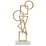 CARRO Shapes Sculpture – gold abstract metal design with white marble base, modern decorative accent.