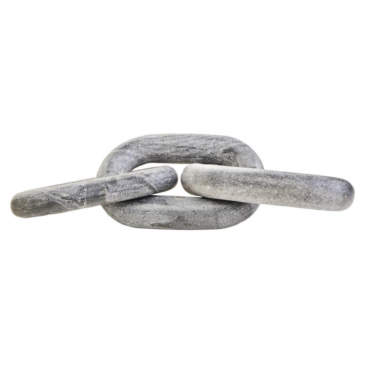 VELAR Grey Marble Chain Sculpture crafted from solid grey marble with natural veining, featuring three interlinked chain links for a bold contemporary accent.