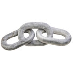 VELAR Grey Marble Chain Sculpture crafted from solid grey marble with natural veining, featuring three interlinked chain links for a bold contemporary accent.