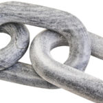 VELAR Grey Marble Chain Sculpture crafted from solid grey marble with natural veining, featuring three interlinked chain links for a bold contemporary accent.