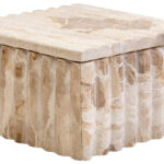 SANTINO Square Marble Box in chocolate marble with fluted detailing, a decorative and functional storage piece for modern interiors.