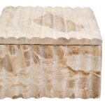 SANTINO Square Marble Box in chocolate marble with fluted detailing, a decorative and functional storage piece for modern interiors.