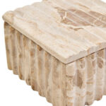 SANTINO Square Marble Box in chocolate marble with fluted detailing, a decorative and functional storage piece for modern interiors.