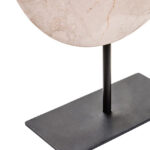 NAVIS Beige Marble Sculpture – Medium size polished cream marble disc with natural veining on black metal stand.