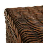 PORTIA Rattan Trunk Set in antique brown handwoven rattan with black faux leather straps and silver buckles, rustic storage trunks with hinged lids and spacious interiors.