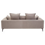 MILLER Grey Three Seat Sofa with low backrest, clean linear detailing, and metal legs, modern grey three-seater sofa for contemporary living rooms.