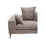 MILLER Grey Three Seat Sofa with low backrest, clean linear detailing, and metal legs, modern grey three-seater sofa for contemporary living rooms.