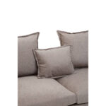 MILLER Grey Three Seat Sofa with low backrest, clean linear detailing, and metal legs, modern grey three-seater sofa for contemporary living rooms.