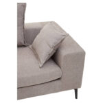 MILLER Grey Three Seat Sofa with low backrest, clean linear detailing, and metal legs, modern grey three-seater sofa for contemporary living rooms.