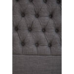 ANTON Super Kingsize Grey Headboard upholstered in grey fabric with deep button tufting, tall wingback sides, and a mid-century modern silhouette.