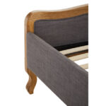 EMILIA Super Kingsize Bed in grey fabric with oak wood trims, featuring shaped headboard and footboard for a timeless and elegant bedroom centrepiece.