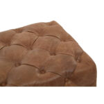 CHALIE Leather Rectangle Ottoman in vintage brown leather with tufted button detailing, rectangular design, and rustic vintage aesthetic.