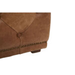 CHALIE Leather Rectangle Ottoman in vintage brown leather with tufted button detailing, rectangular design, and rustic vintage aesthetic.
