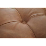 CHALIE Leather Rectangle Ottoman in vintage brown leather with tufted button detailing, rectangular design, and rustic vintage aesthetic.