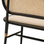 ETERO Natural Cane Bench – woven cane backrest with beige fabric seat and black elm wood frame, modern accent bench.