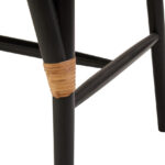 ETERO Natural Cane Bench – woven cane backrest with beige fabric seat and black elm wood frame, modern accent bench.