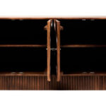 OLIVÉ Mangowood Sideboard – four-door carved mango wood sideboard with hammered details and interlocking motif.