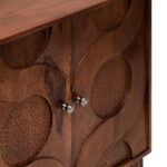 OLIVÉ Mangowood Sideboard – four-door carved mango wood sideboard with hammered details and interlocking motif.
