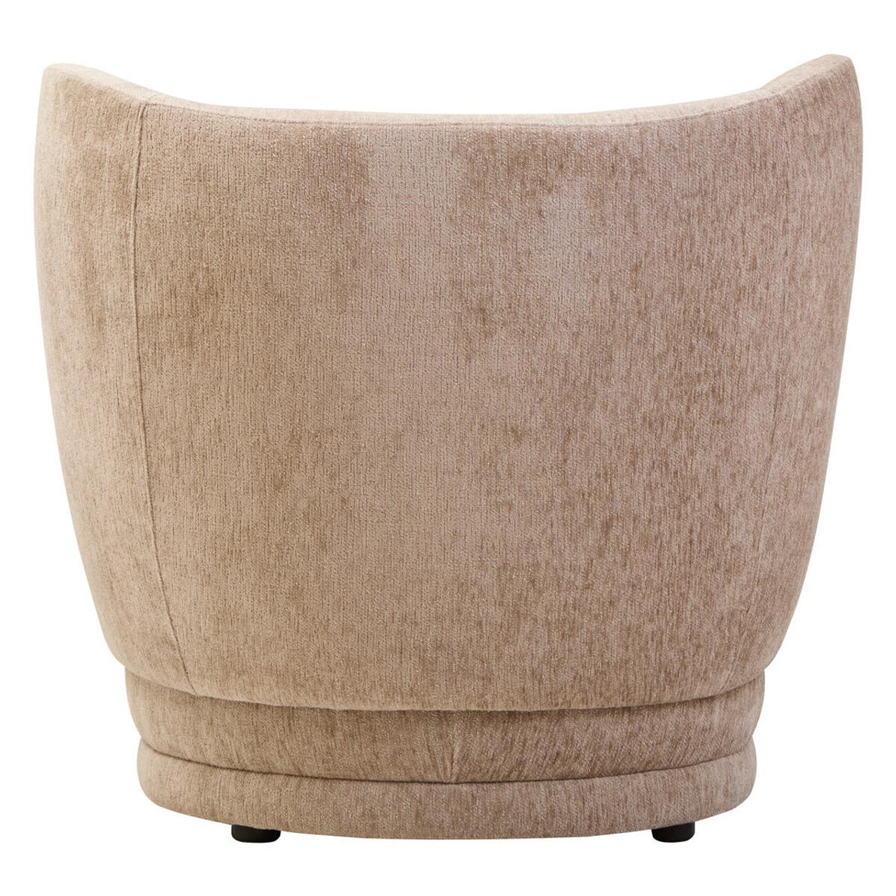 TIVON Deep Stone Chenille Curved Chair – modern curved chair upholstered in textured deep stone chenille with plump cushioning.