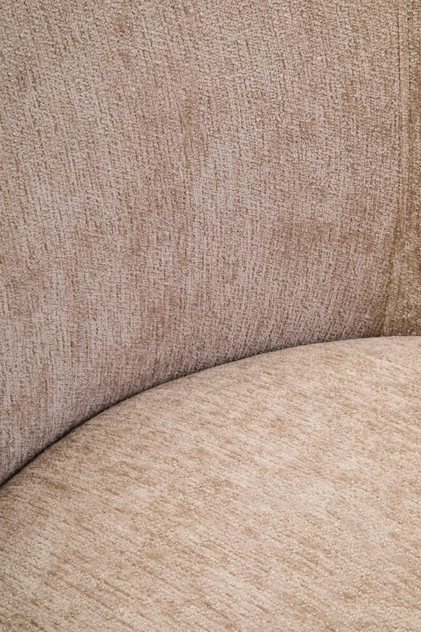 TIVON Deep Stone Chenille Curved Chair – modern curved chair upholstered in textured deep stone chenille with plump cushioning.