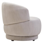 SAVRO Ivory Linen Chair – curved chair upholstered in ivory linen with plush cushioning.