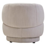 SAVRO Ivory Linen Chair – curved chair upholstered in ivory linen with plush cushioning.