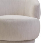 SAVRO Ivory Linen Chair – curved chair upholstered in ivory linen with plush cushioning.