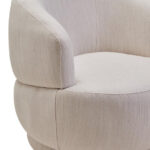 SAVRO Ivory Linen Chair – curved chair upholstered in ivory linen with plush cushioning.