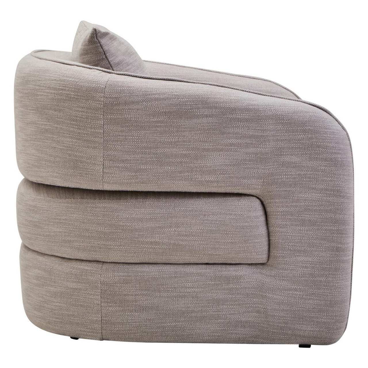 SAVRO Grey Linen Effect Curved Chair – modern curved chair with textured grey linen-effect upholstery and distinctive back design.