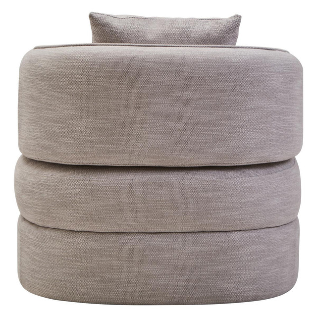 SAVRO Grey Linen Effect Curved Chair – modern curved chair with textured grey linen-effect upholstery and distinctive back design.