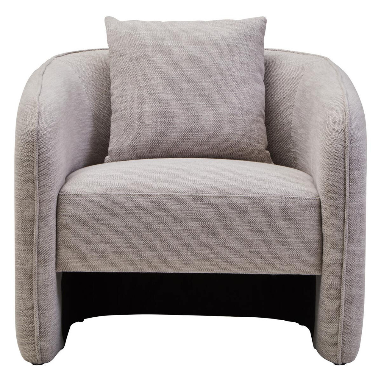 SAVRO Grey Linen Effect Curved Chair – modern curved chair with textured grey linen-effect upholstery and distinctive back design.