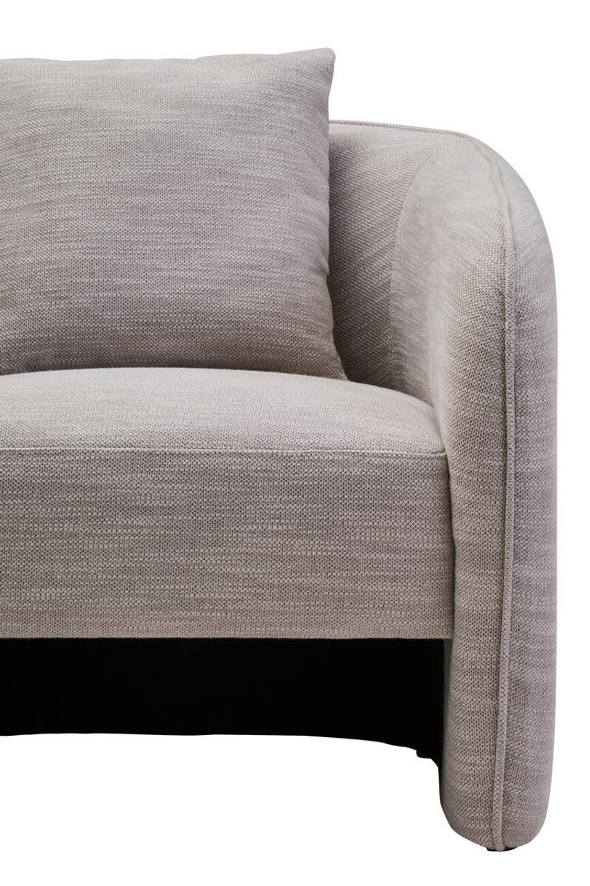 SAVRO Grey Linen Effect Curved Chair – modern curved chair with textured grey linen-effect upholstery and distinctive back design.