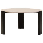 Palermo Round Cream Marble Top Large Coffee Table with cream marble surface and black acacia wood legs – modern luxury living room furniture.