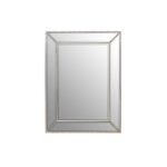 ZIVOR Silver Finish Rectangular Wall Mirror – silver wooden frame with decorative beaded detailing, modern wall mirror.