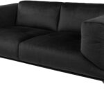 DEXTER 2 Seater Velour 999 sofa in black velour upholstery with low-profile cushioned design, slim legs, and modern minimalist silhouette.