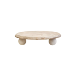 SANTINO Marble Riser with veined marble top supported by a sculptural triple ball base, a modern decorative accent for contemporary interiors.