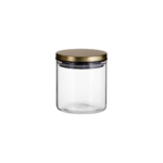 FRESKA Gold Jar – 550ml clear glass storage jar with airtight gold metal lid.