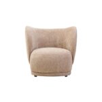 TIVON Deep Stone Chenille Curved Chair – modern curved chair upholstered in textured deep stone chenille with plump cushioning.