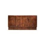 OLIVÉ Mangowood Sideboard – four-door carved mango wood sideboard with hammered details and interlocking motif.
