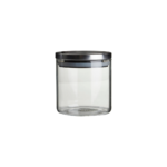 FRESKA Silver Jar – 550ml clear glass storage jar with airtight silver metal lid.