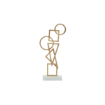 CARRO Shapes Sculpture – gold abstract metal design with white marble base, modern decorative accent.