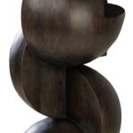 FORMA Sculpture with abstract biomorphic design, stacked interlocking segments, smooth dark finish, and tall totemic vertical form for modern interiors.