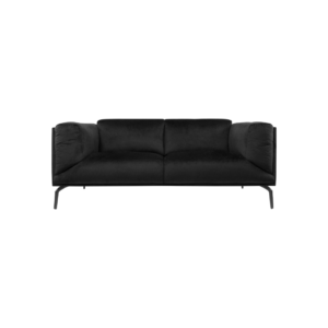 DEXTER 2 Seater Velour 999 sofa in black velour upholstery with low-profile cushioned design, slim legs, and modern minimalist silhouette.