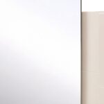 Alt text: GENKAN Ceramic Rectangular Mirror with off-white glazed ceramic frame, handcrafted rectangular wall mirror with dual mounting options, artisanal ceramic and glass mirror with unique shading.