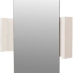 Alt text: GENKAN Ceramic Rectangular Mirror with off-white glazed ceramic frame, handcrafted rectangular wall mirror with dual mounting options, artisanal ceramic and glass mirror with unique shading.