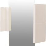 Alt text: GENKAN Ceramic Rectangular Mirror with off-white glazed ceramic frame, handcrafted rectangular wall mirror with dual mounting options, artisanal ceramic and glass mirror with unique shading.