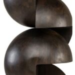 FORMA Sculpture with abstract biomorphic design, stacked interlocking segments, smooth dark finish, and tall totemic vertical form for modern interiors.